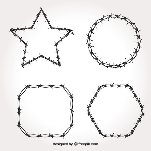 Kostenloser Vektor stacheldrahtrahmensatz verschiedene formen