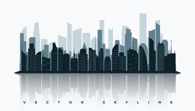 städtische Skyline Stadtgebäude Silhouette mit Reflexionseffekt