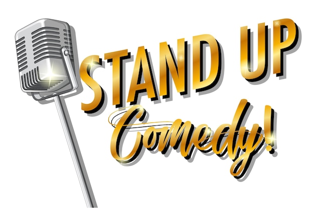 Stand up comedy-banner mit vintage-mikrofon