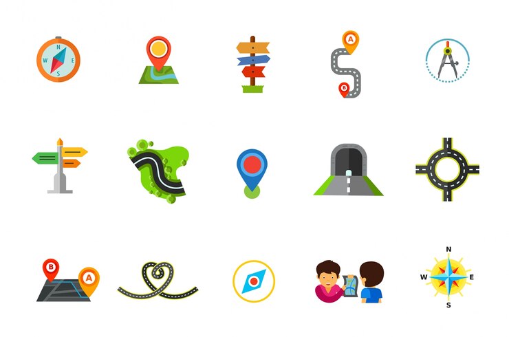 Kostenlose Vektor standort-icon-set