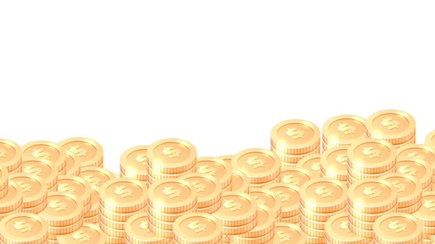 Kostenloser Vektor stapel des goldmünzenkarikaturrahmens oder -randes