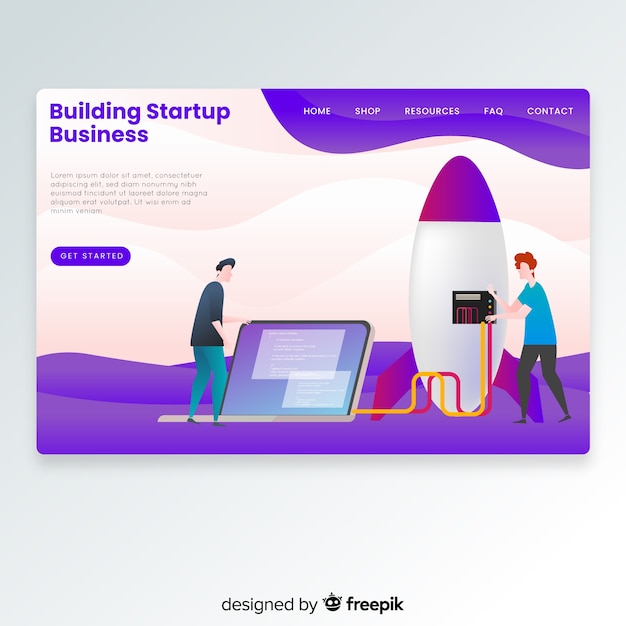 Start-Landing-Page mit einer Rakete