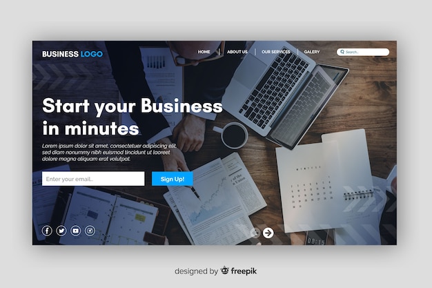 Kostenloser Vektor start-up-business-landing-page