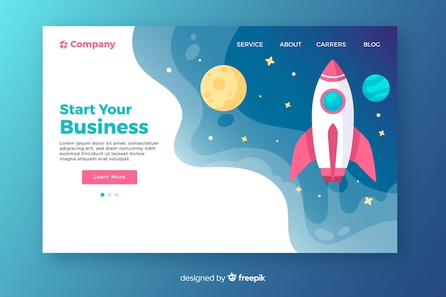 Starten Sie Ihre Business Rocket Landing Page