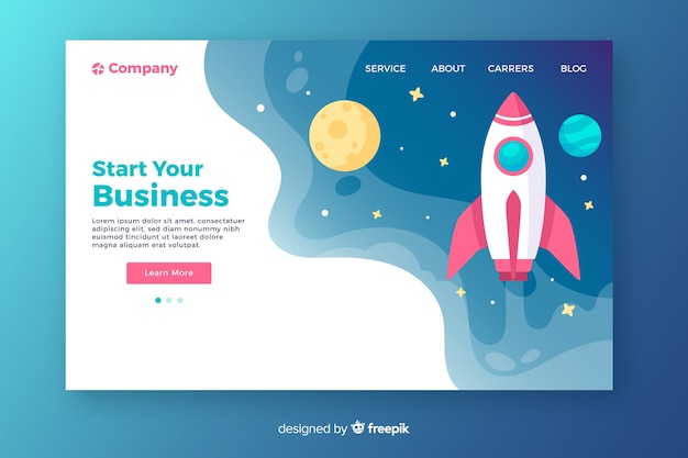 Starten sie ihre business rocket landing page