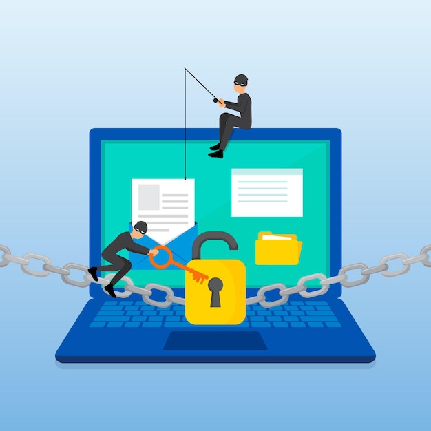 Steal data cyber attack-konzept