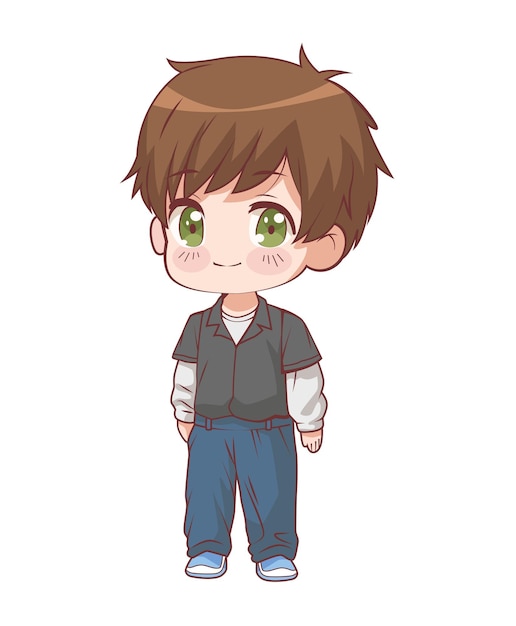 Stehender Charakter eines Anime-Chibi-Jungen