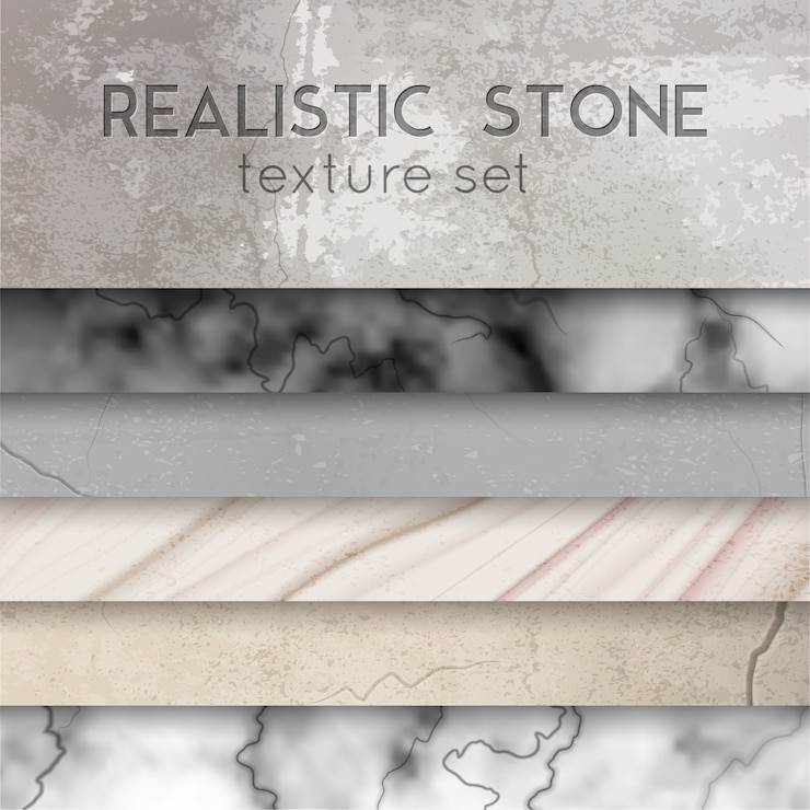 Kostenlose Vektor stein textur proben realistische set