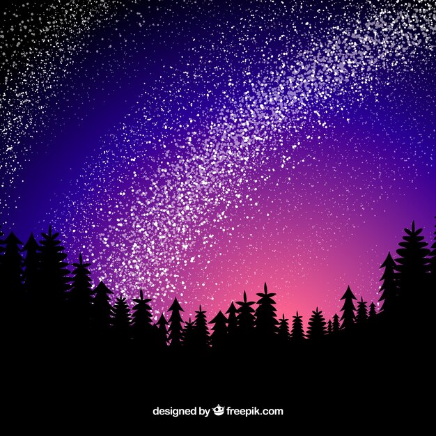 Stern Hintergrund mit Baum Silhouetten