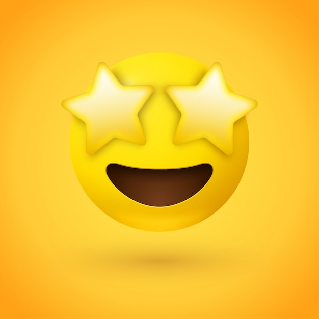 Stern Schlug Emoji Gesicht Mit Sternaugen Premium Vektor