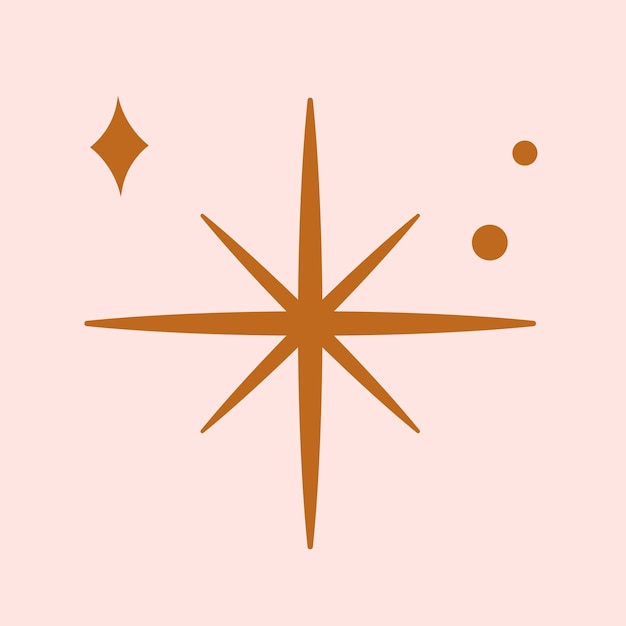 Kostenloser Vektor sterne vektor funkelnde ikone im flachen braunen stil auf rosa hintergrund