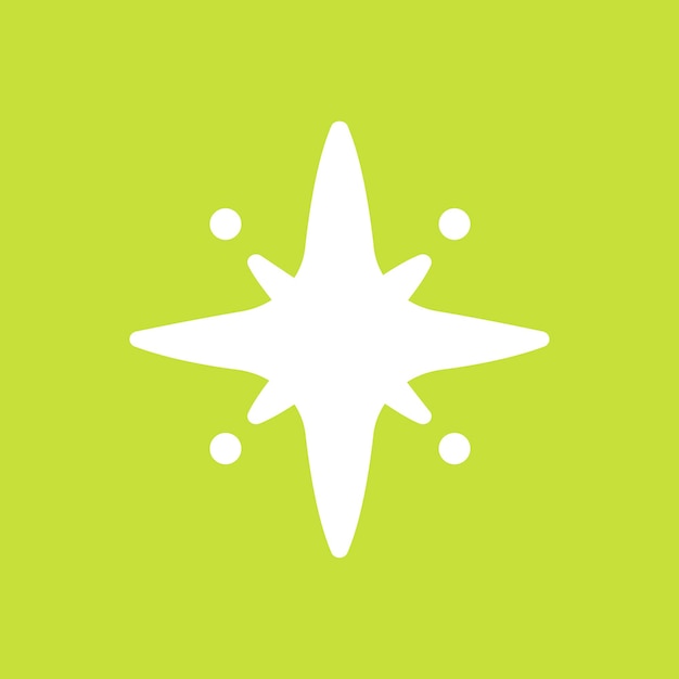 Sterne Vektor funkelndes Symbol im einfachen Stil auf grünem Hintergrund