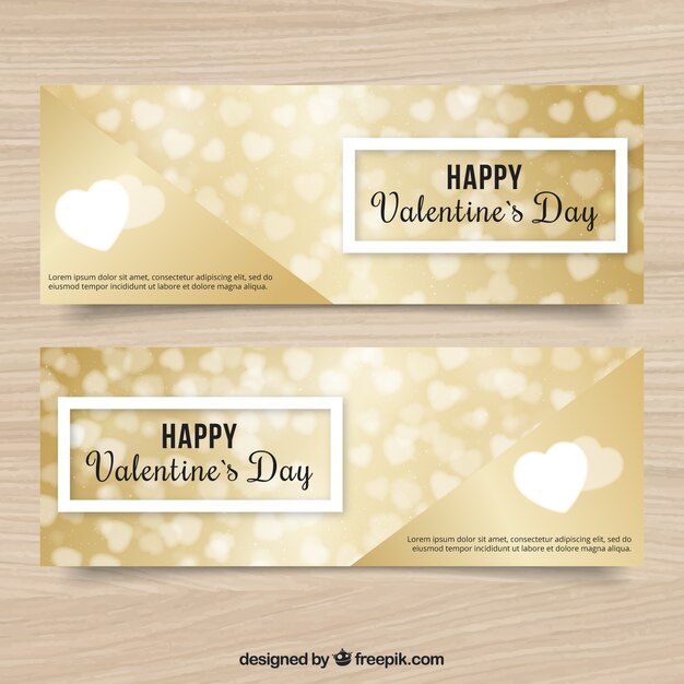 Stilvolle Valentinstag Banner mit goldenen Hintergründe