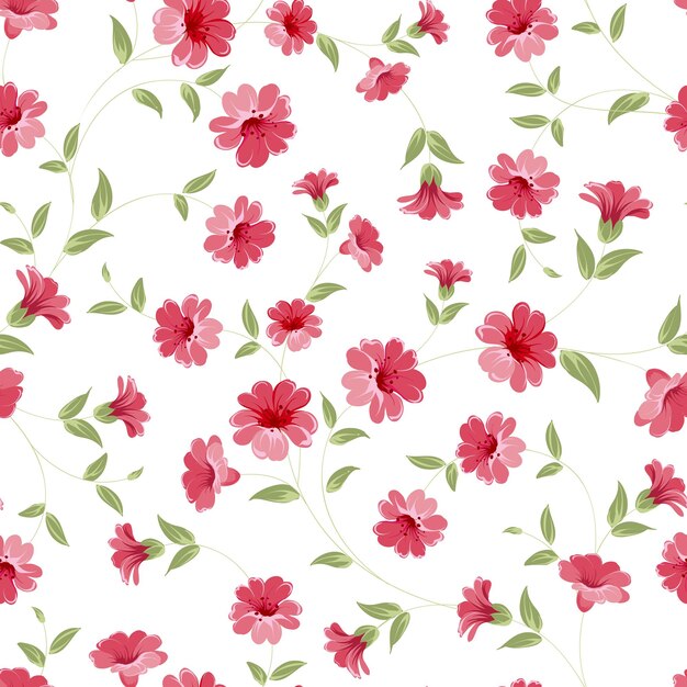 Stoff mit rosa Blumen, nahtloses Muster. Vektor-Illustration.