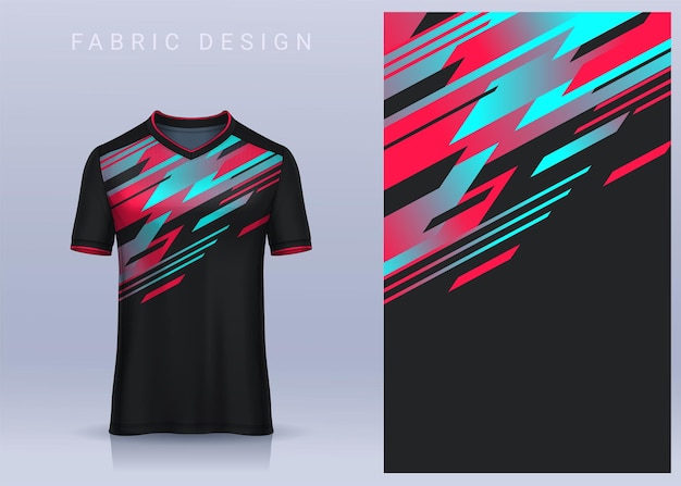 Stoff-textil-design für sport-t-shirt fußball-trikot-modell für die vorderansicht der fußballvereinsuniform Premium Vektoren
