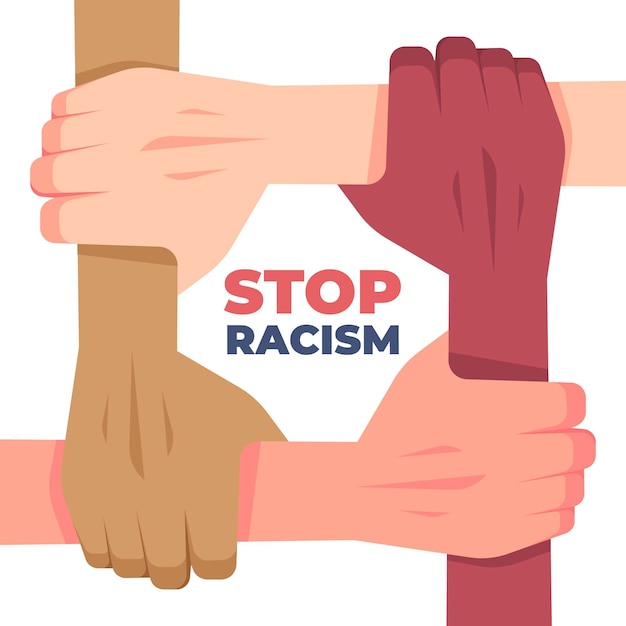 Stoppen Sie das Rassismus-Konzept mit gemischtrassigen Händen