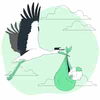 Kostenloser Vektor storch mit babyillustrationskonzept