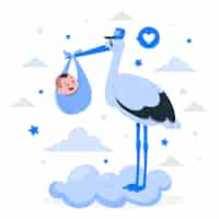 Kostenloser Vektor stork mit baby-junge konzept-illustration