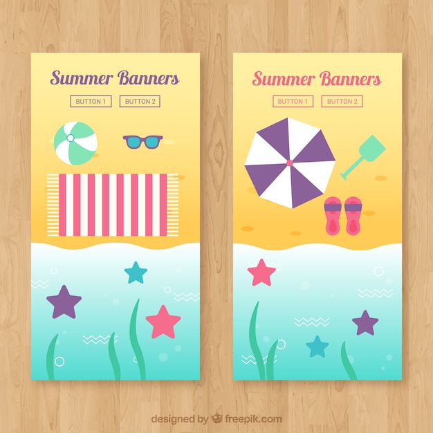 Strandbanner mit seestern und sommerobjekten