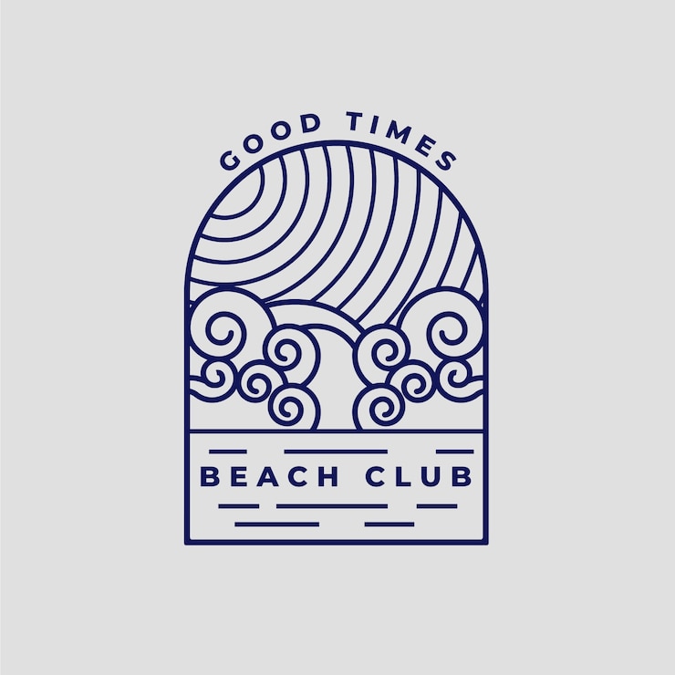 Kostenlose Vektor strandclub-logo-vorlage im flachen design