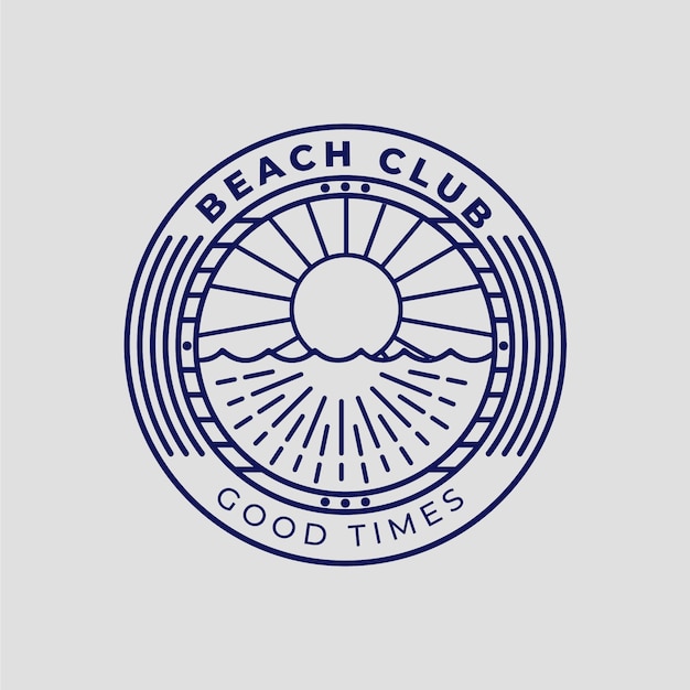 Strandclub-Logo-Vorlage im flachen Design