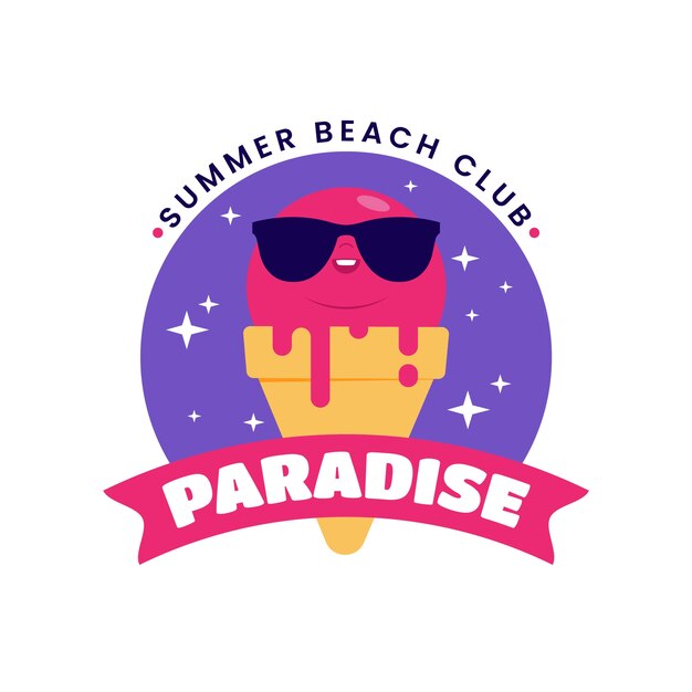 Strandclub-Logo-Vorlage im flachen Design