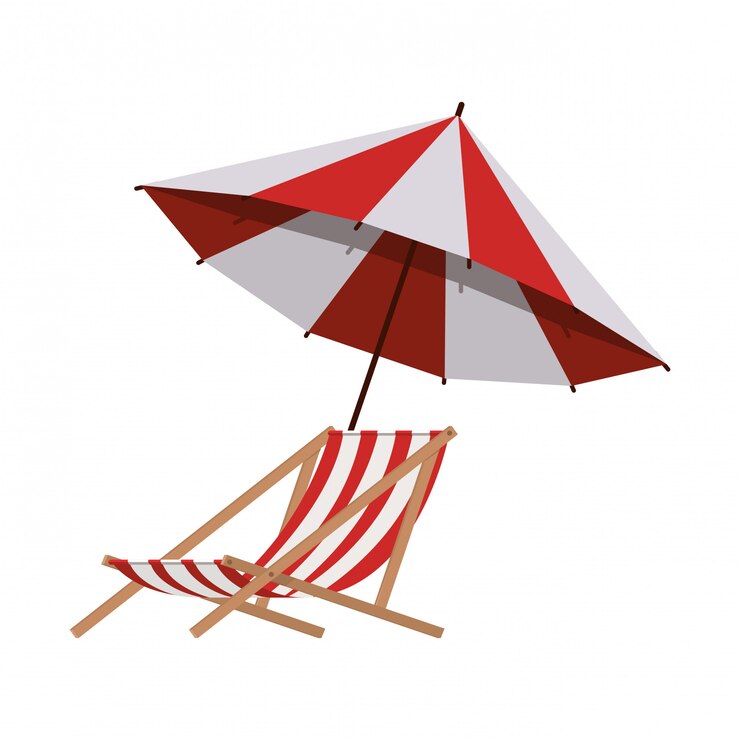 Strandschirm für den Sommer mit Streifen