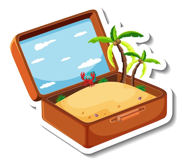 Kostenloser Vektor strandurlaub mit geöffnetem koffer