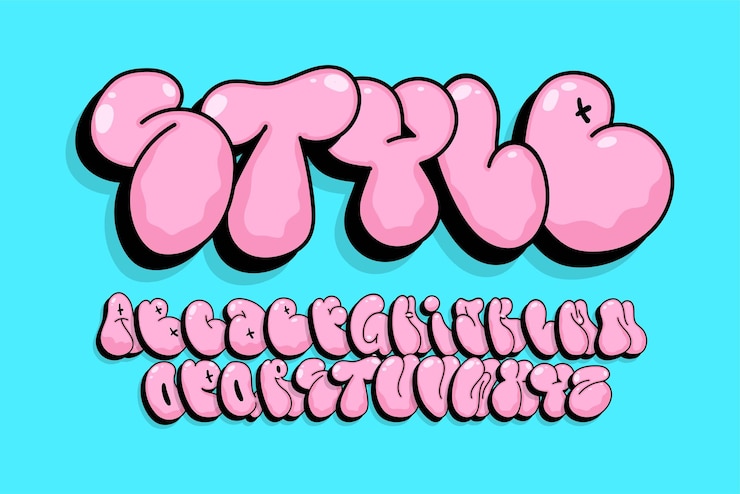Kostenlose Vektor straßenkunst-bubble-graffiti-schriftart