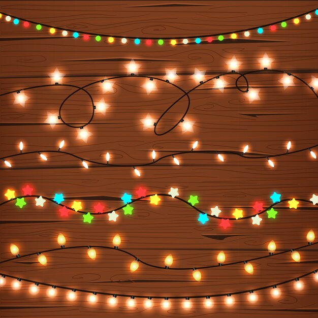 String Lights auf Holzwand