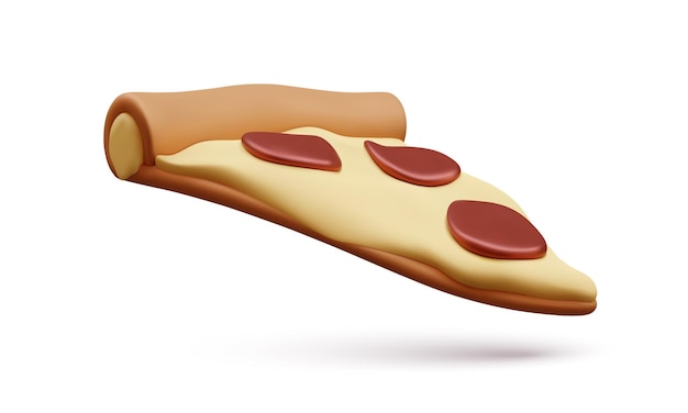 Stück Pizza 3d lokalisiert auf weißem Hintergrund für die Gestaltung der Werbung für Ihr Restaurantgeschäft Vektorillustration
