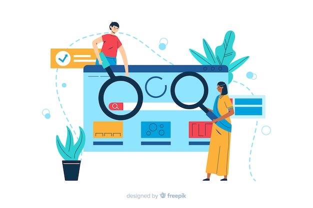 Kostenloser Vektor suche konzept landing page illustration