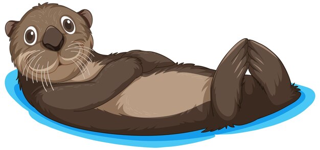 Süßer Otter, der im Cartoon-Stil schwimmt