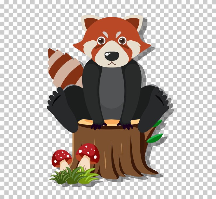 Kostenlose Vektor süßer roter waschbär im flachen cartoon-stil