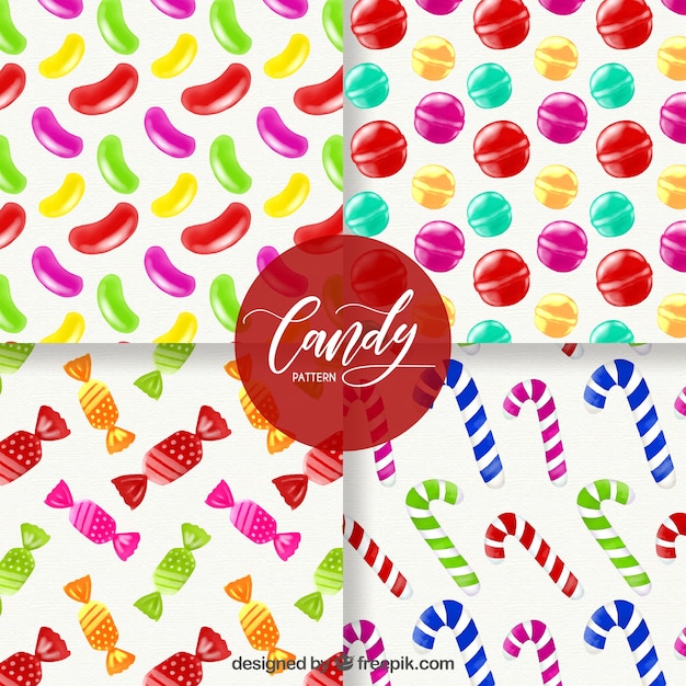 Süßigkeiten Muster Sammlung in Aquarell-Stil