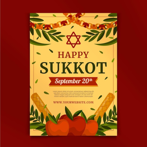 Kostenloser Vektor sukkot vertikale postervorlage