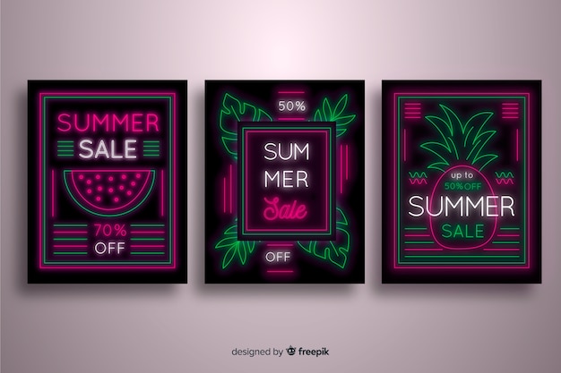 Summer sale leuchtreklame banner sammlung