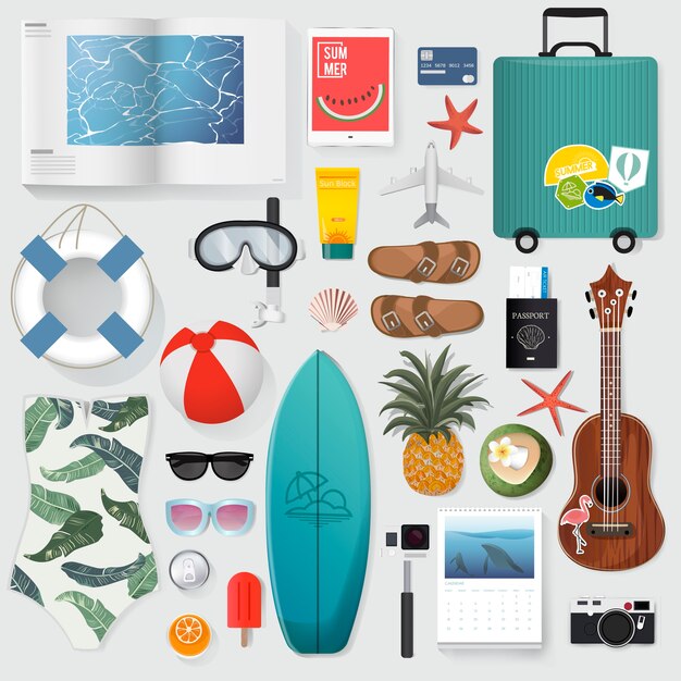 Summer Stuff Set Sammlung Illustration