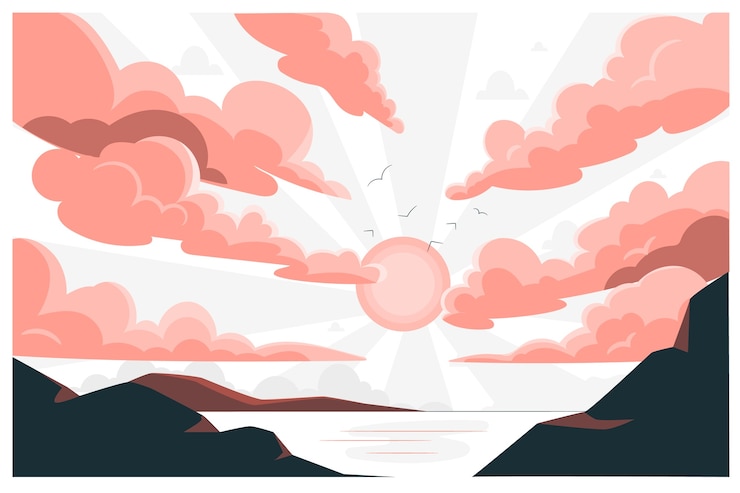 Kostenlose Vektor sunrise-himmelkonzept-illustration