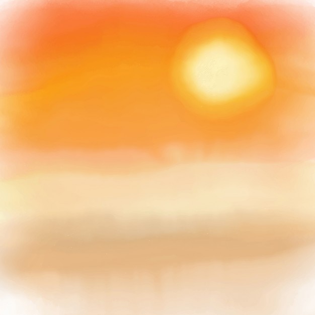 Kostenloser Vektor sunset hintergrund mit einem gemalten aquarell-effekt