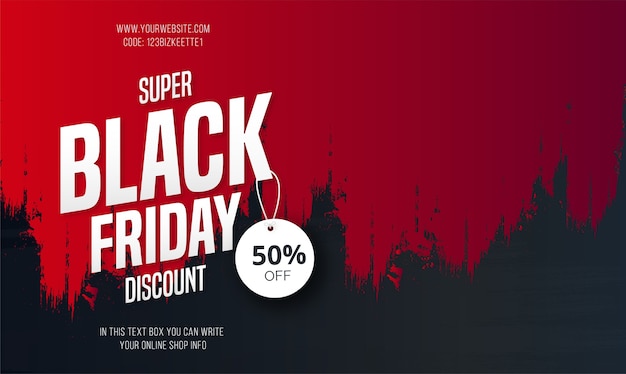 Super Black Friday Sale Banner mit rotem Pinselstrich