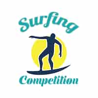 Kostenloser Vektor surfing festival banner zum surfen wettbewerb. vektor-illustration