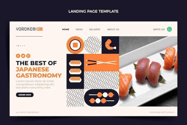 Sushi-Landingpage im flachen Design