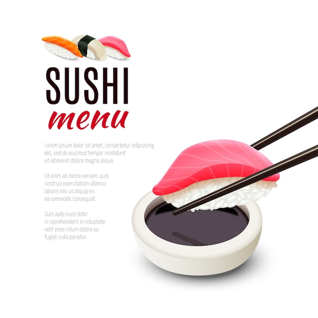 Kostenloser Vektor sushi-menü-hintergrund