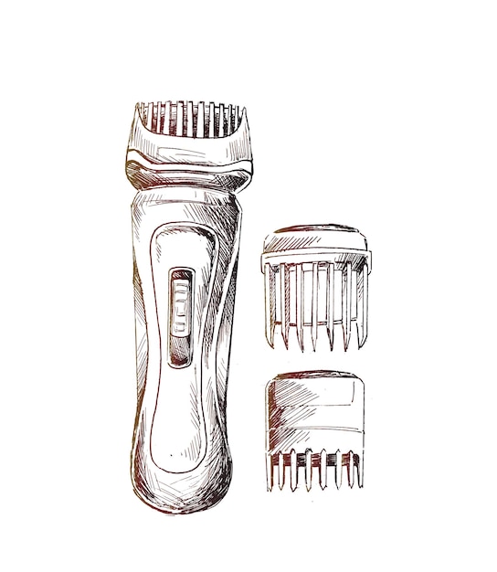 Symbol für elektrische trimmer in der skizze isoliert auf weißem hintergrund friseur symbol stock vektor illustration