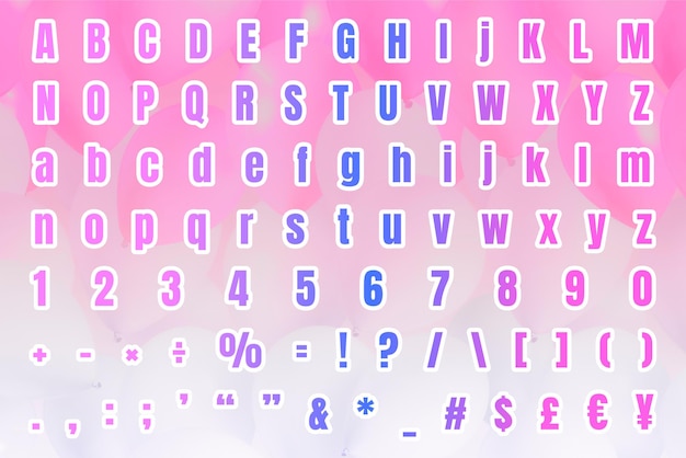 Kostenloser Vektor symbolsatz für vektor-alphabet-gradientenzahlen