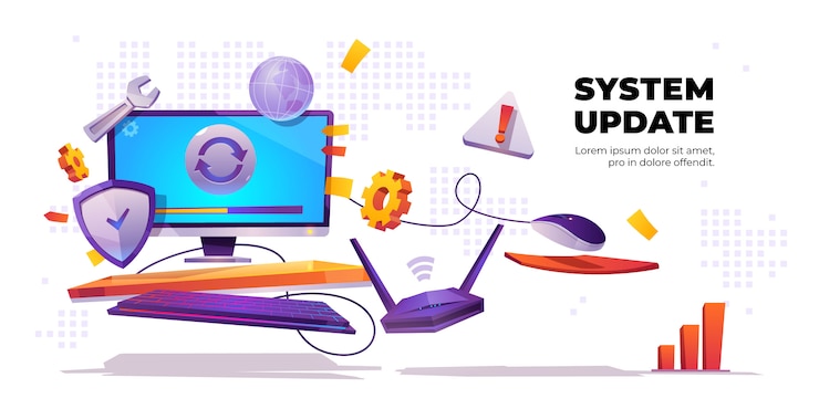 Kostenlose Vektor system update banner, computer-software installieren