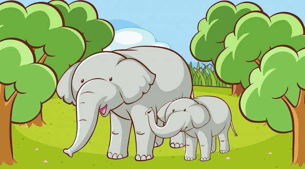 Szene mit elefanten im wald