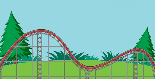 Kostenloser Vektor szene mit leerer achterbahn in der parkillustration