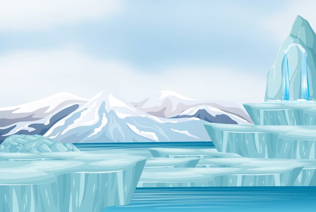 Szene mit Schnee und Eisberg